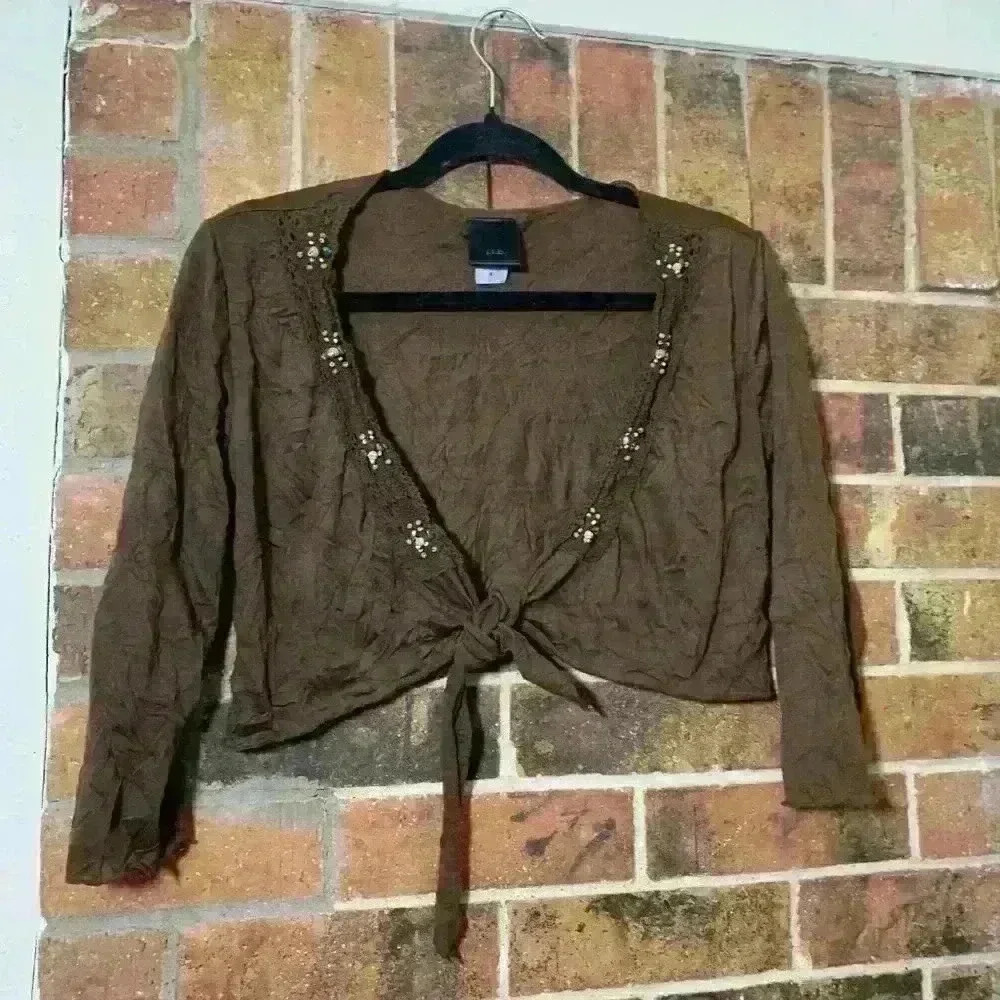 Womens y2k beaded tie up cardigan